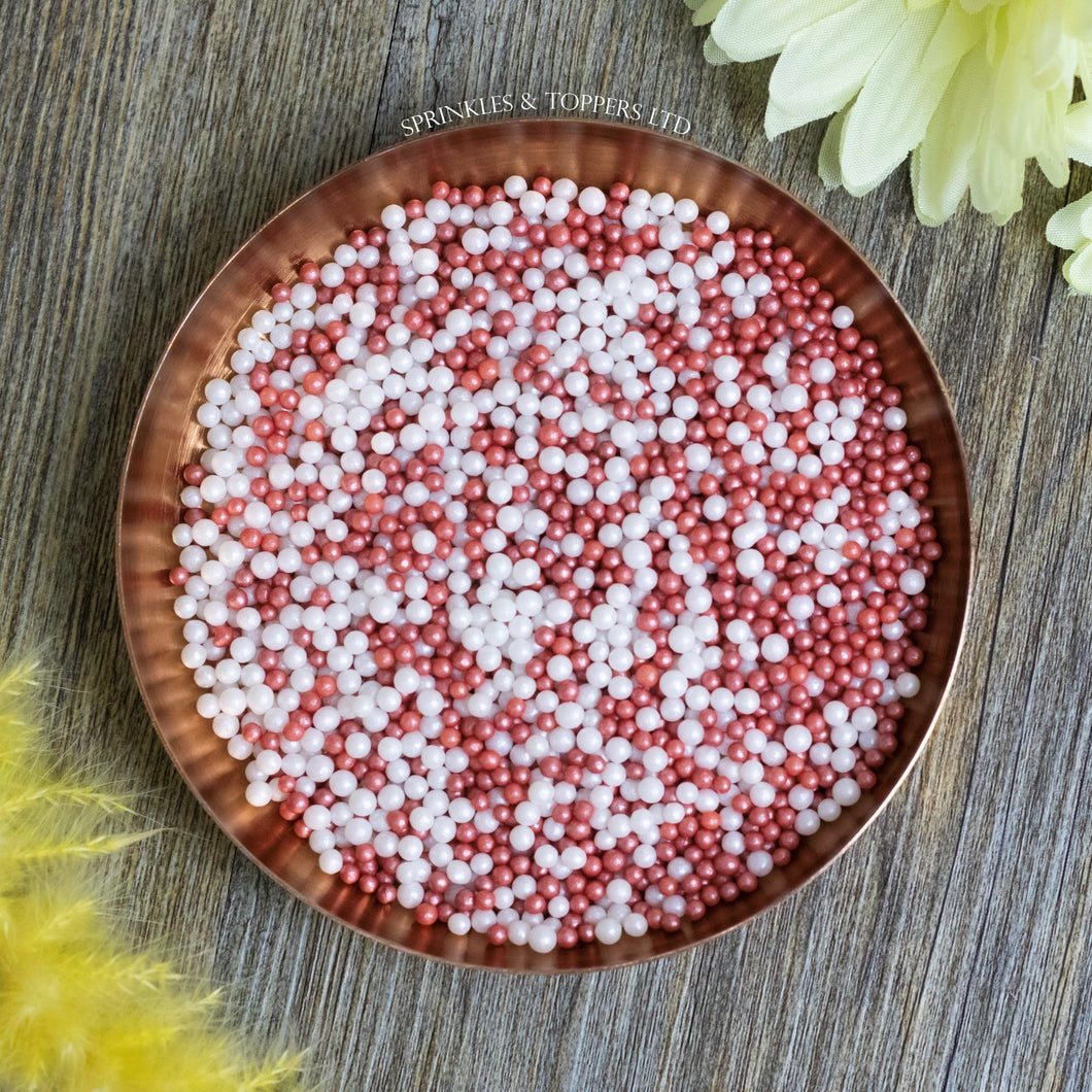 Red & White Glimmer Pearls (3-4mm) Sprinkles