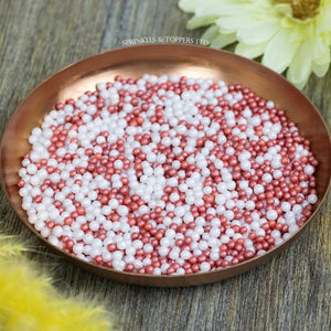 Red & White Glimmer Pearls (3-4mm) Sprinkles