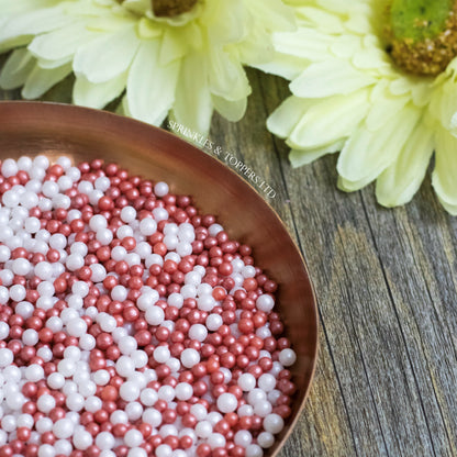 Red & White Glimmer Pearls (3-4mm) Sprinkles