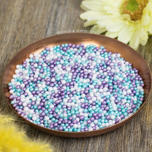 Purple Turquoise & White Glimmer Pearls (3-4mm)