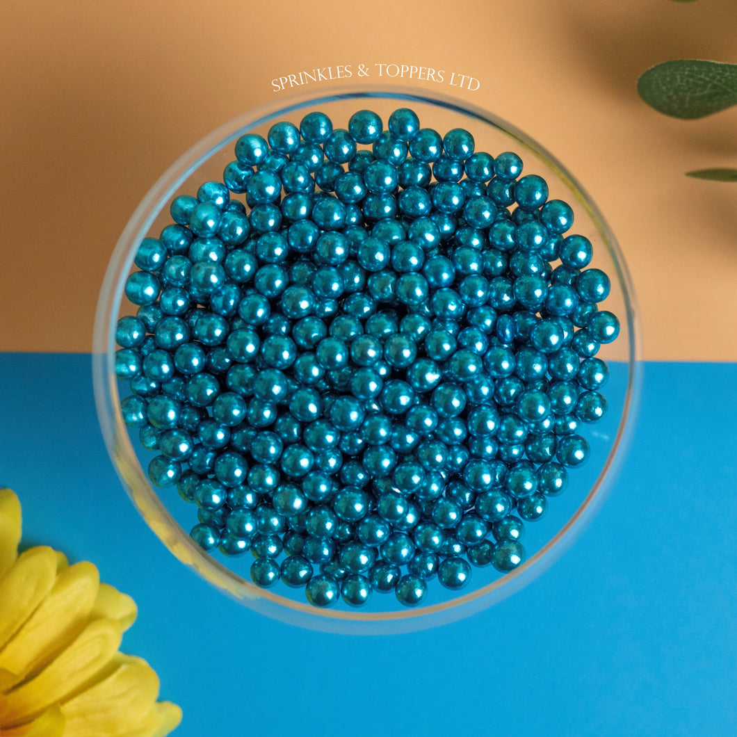 Blue Metallic 6mm Pearls