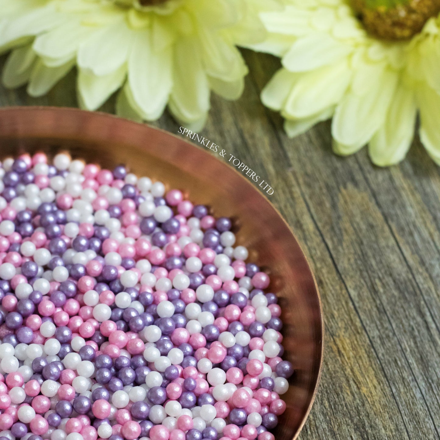 Purple Pink & White Glimmer Pearls (3-4mm) Sprinkles