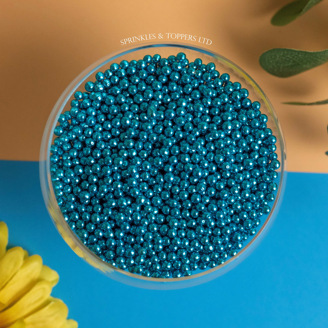 Blue Metallic 4mm Pearls