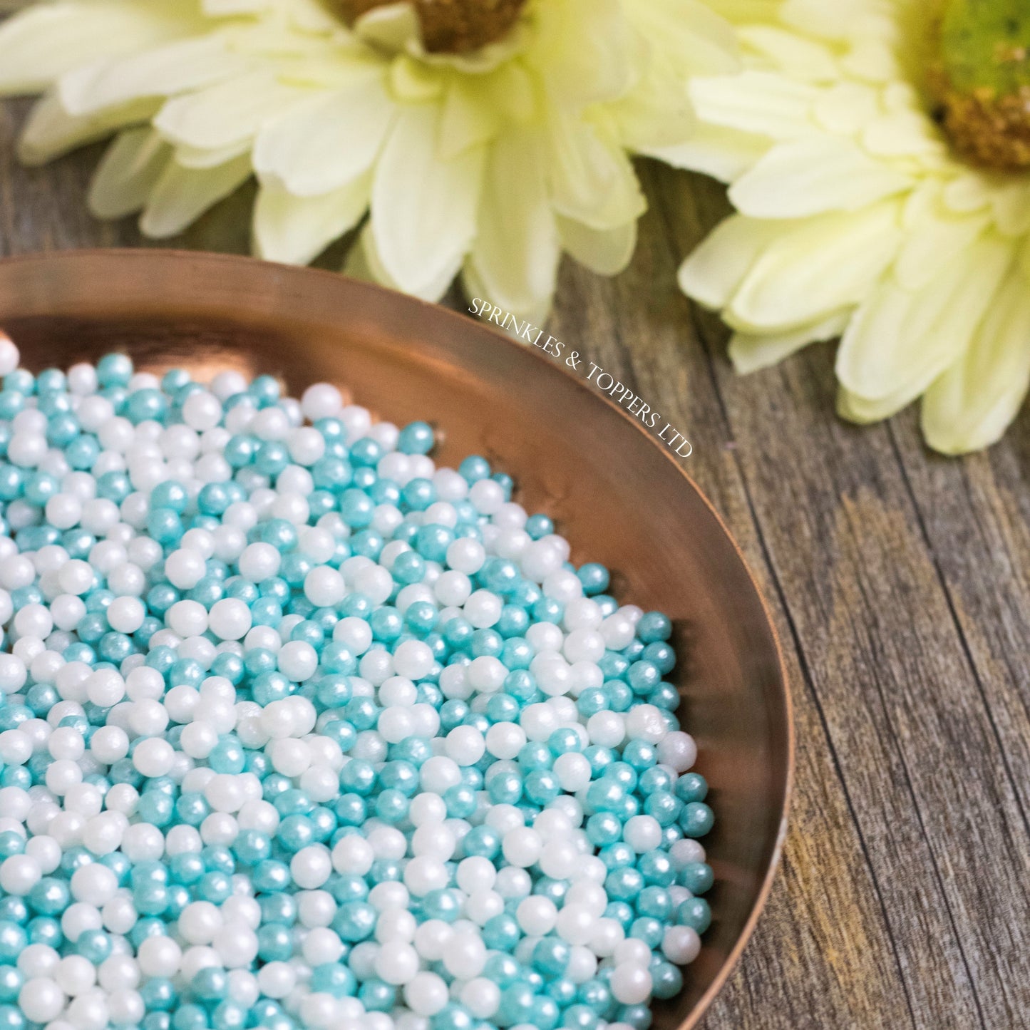 Turquoise & White Glimmer Pearls (3-4mm) Sprinkles