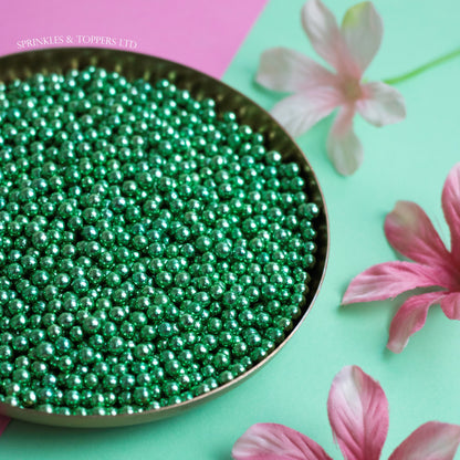 Green Metallic 4mm Pearls