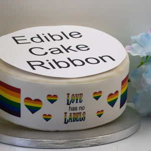 Pride ~ Love Has No Labels Edible Icing Cake Ribbon / Side Strips