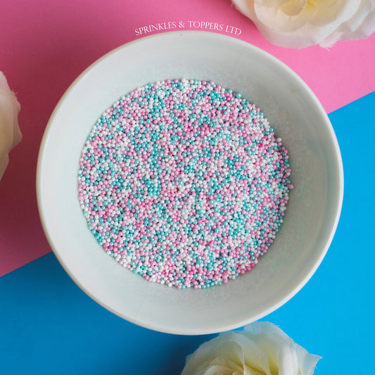 Pink White & Turquoise Shimmer Mini Pearls (1mm)