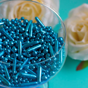 Blue Metallic Pearls & Rods Mix