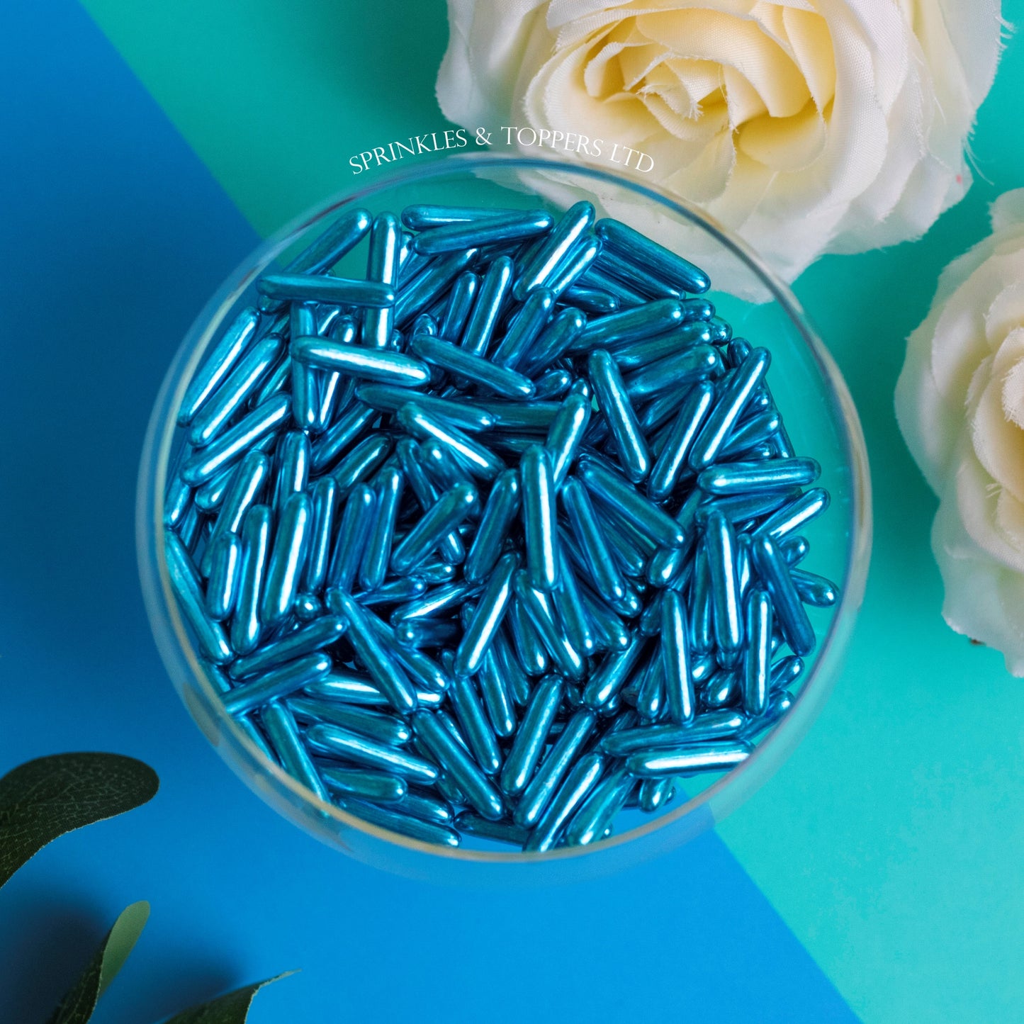 Blue Metallic Macaroni Rods (20mm) Sprinkles