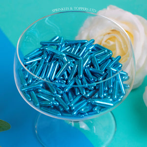Blue Metallic Macaroni Rods (20mm) Sprinkles
