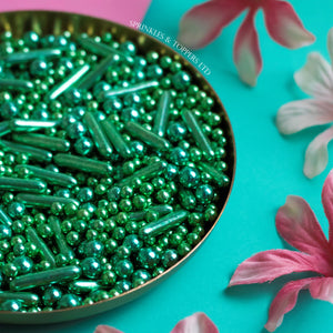 Green Metallic Pearls & Rods Mix