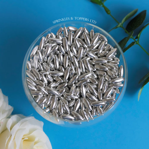 Large Silver Metallic Rice Sprinkles