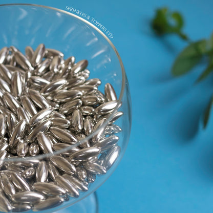 Large Silver Metallic Rice Sprinkles