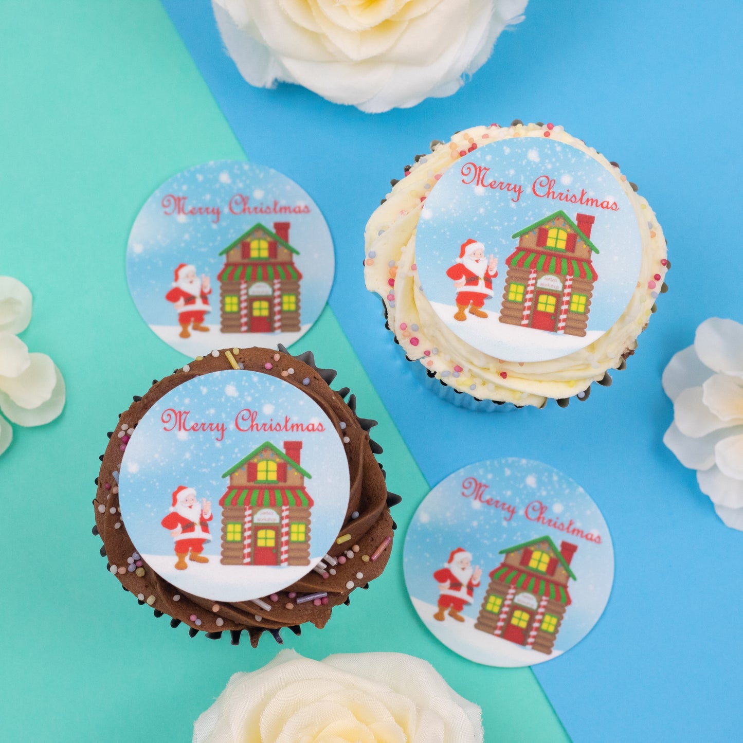 Santa's Workshop 2" / 5c discs for cupcakes