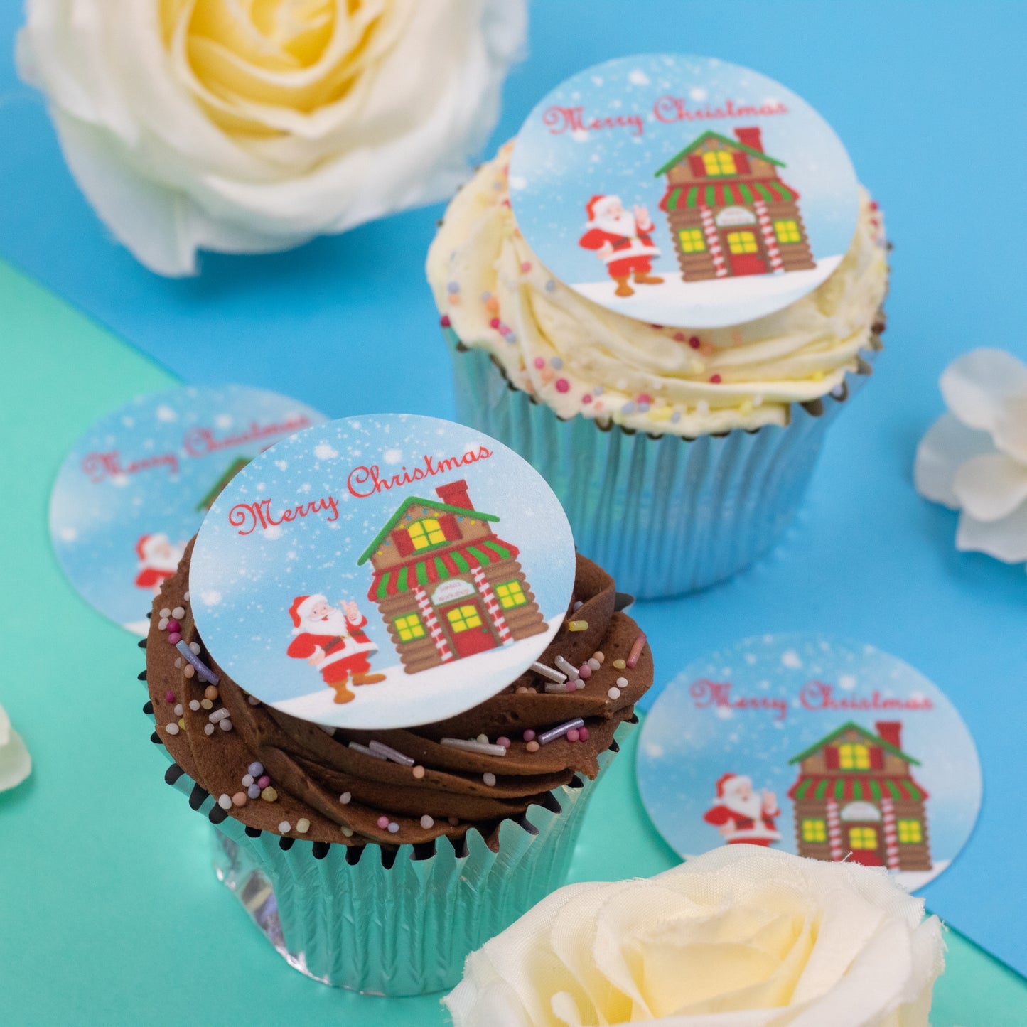 Santa's Workshop 2" / 5c discs for cupcakes