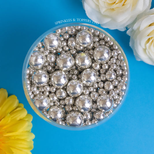 Metallic Silver Chocolate Balls Mix