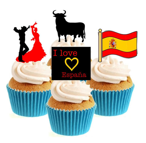 I Love Spain Collection Stand Up Cake Toppers (12 pack)
