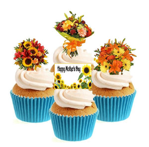 Mother's Day Sunflowers Collection Stand Up Cake Toppers (12 pack)