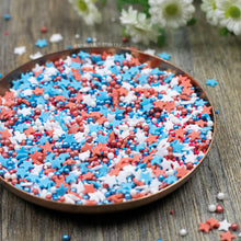 Load image into Gallery viewer, Red White &amp; Blue Patriotic Sprinkles Mix Cupcake / Cake Decorations