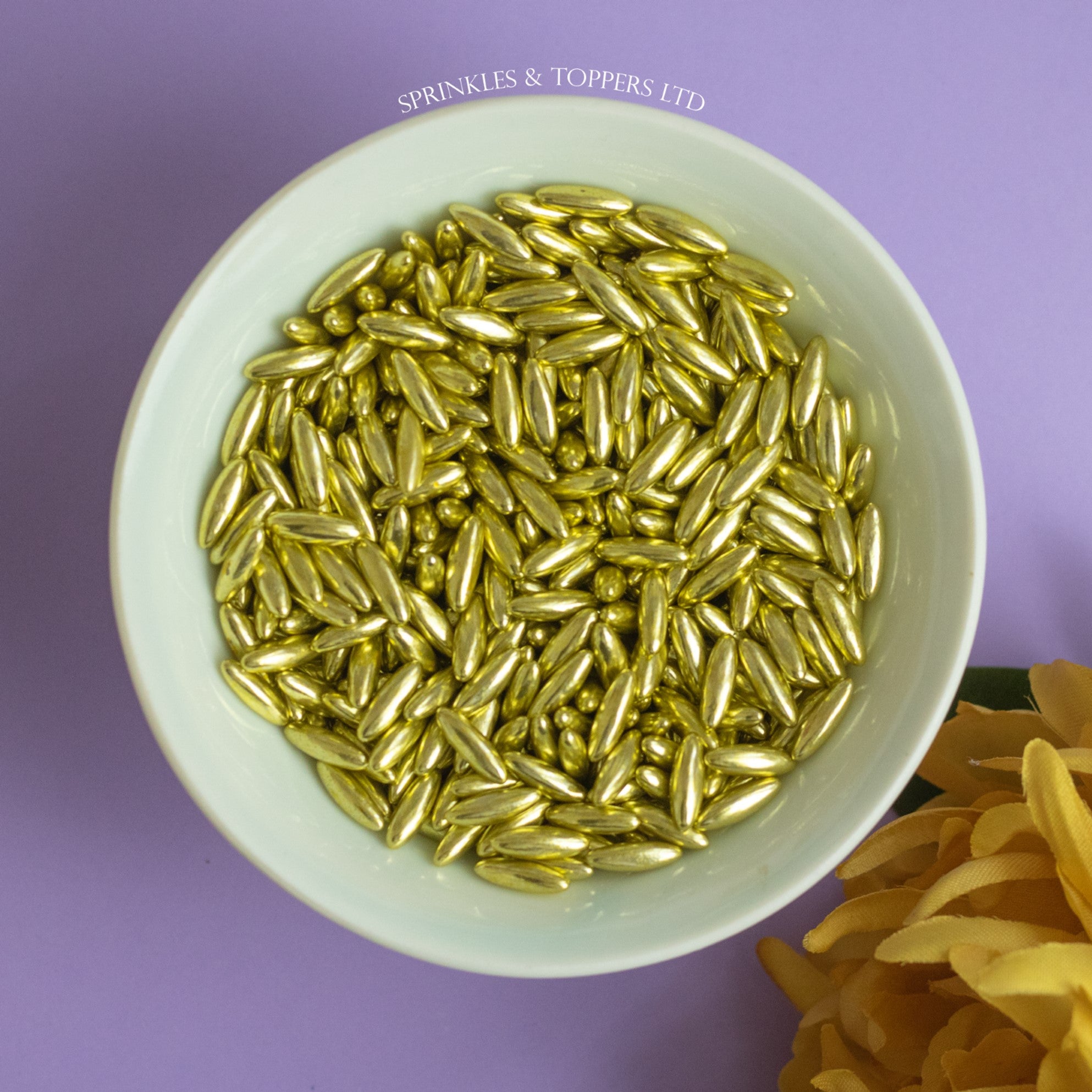 Bebe Rice. Sprinkle Large Gold Metallic Rice Sprinkles – Sprinkles & Toppers Ltd