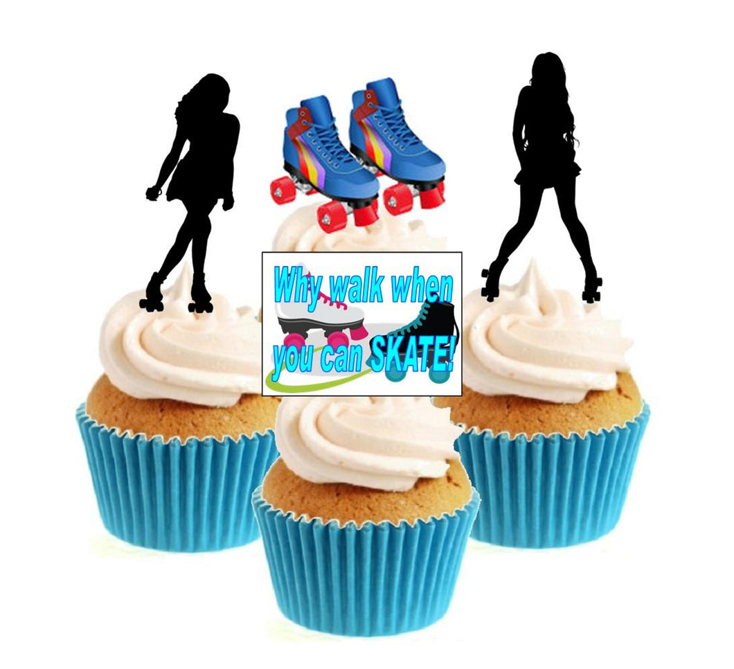 Roller Skating Collection Stand Up Cake Toppers (12 pack)