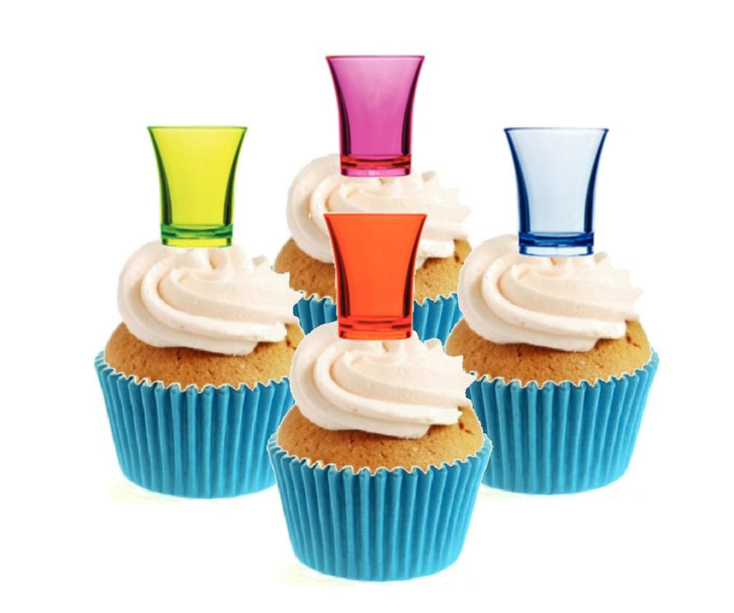 Shot Glasses Collection Stand Up Cake Toppers (12 pack)