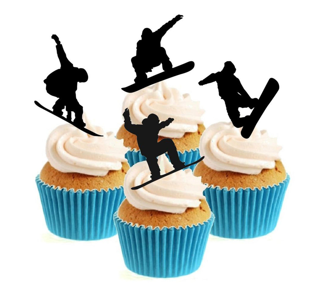 Snowboarding Silhouette Collection Stand Up Cake Toppers (12 pack)