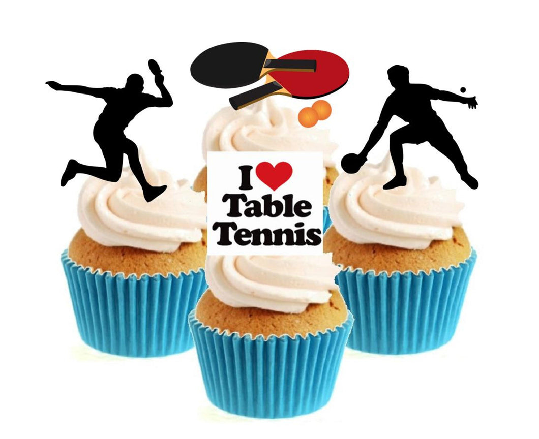 Table Tennis Collection Stand Up Cake Toppers (12 pack)