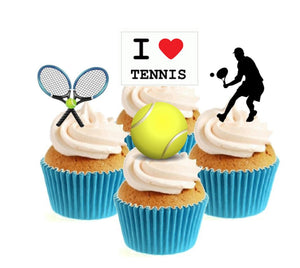 Tennis Male Collection Stand Up Cake Toppers (12 pack)
