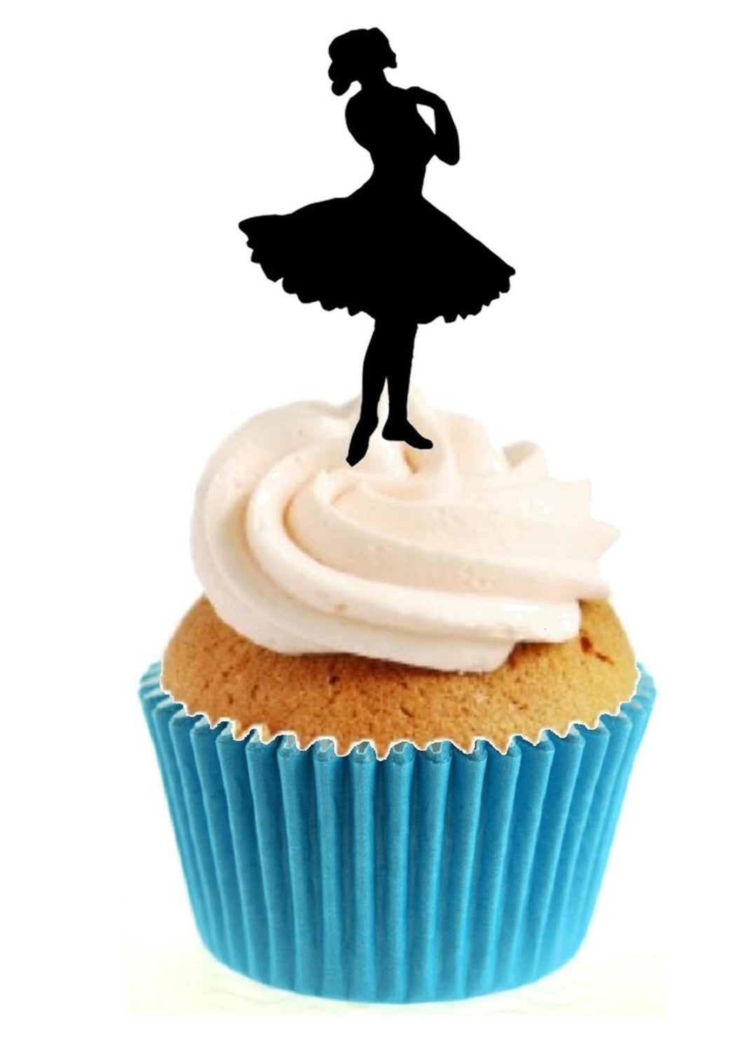 Ballerina Silhouette Stand Up Cake Toppers (12 pack)  Pack contains 12 images printed onto premium wafer card