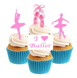 Pink Ballet Collection Stand Up Cake Toppers (12 pack)