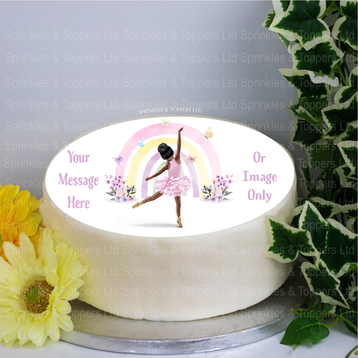 Personalised Pastel Ballet Dancer ~ with hair colour / skin tone choices 8" Icing Sheet Cake Topper