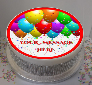 Personalised Balloons & Stars 8" Icing Sheet Cake Topper