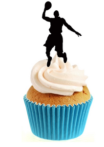 Basketball Silhouette Stand Up Cake Toppers (12 pack)  Pack contains 12 images printed onto premium wafer card
