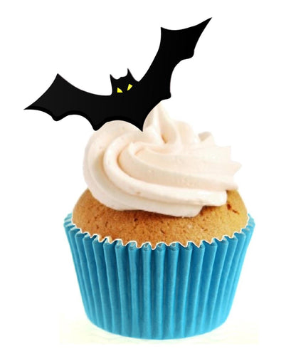 Bat Silhouette Stand Up Cake Toppers (12 pack)  Pack contains 12 images printed onto premium wafer card