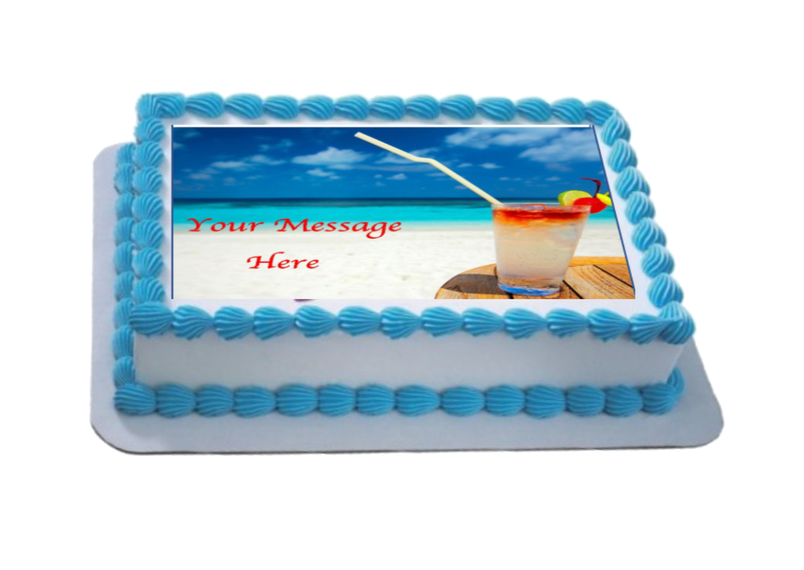 Personalised Beach Cocktails A4 Icing Sheet Topper