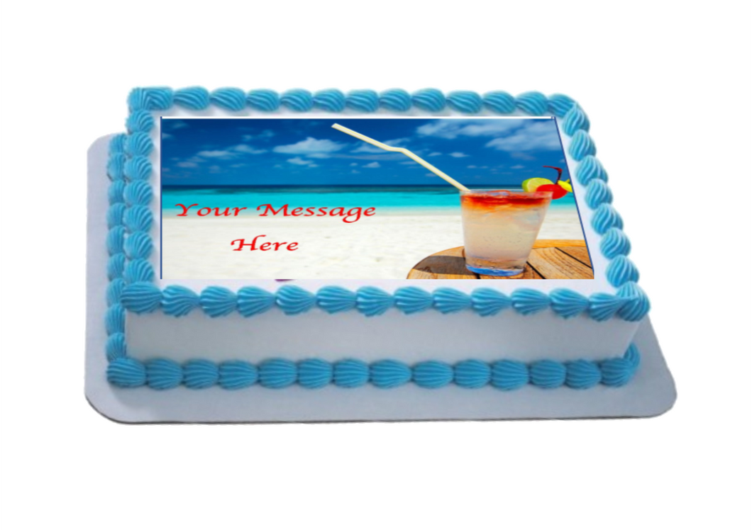 Personalised Beach Cocktails A4 Icing Sheet Topper