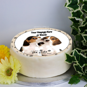 Personalised Beagle Dogs Scene 8" Icing Sheet Cake Topper