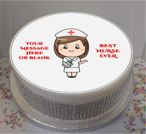 Personalised Best Nurse Ever 8" Icing Sheet Cake Topper