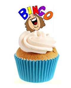 Bingo Head Stand Up Cake Toppers (12 pack)  Pack contains 12 images printed onto premium wafer card