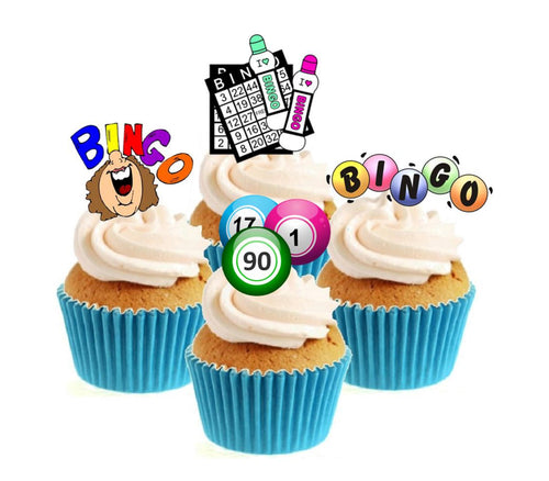 Bingo Collection Stand Up Cake Toppers (12 pack)  Pack contains 12 images ~ 3 of each image ~ printed onto premium wafer card#