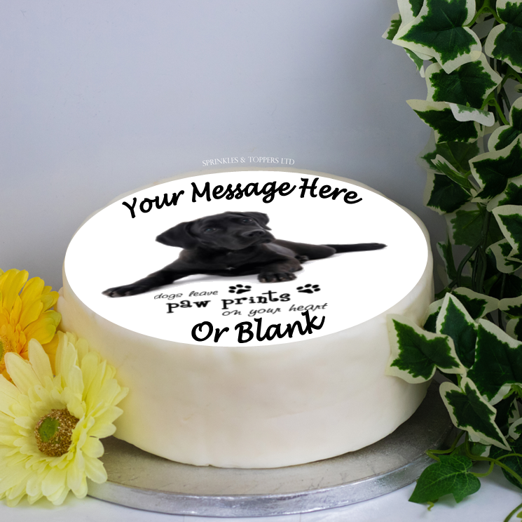 Personalised Black Labrador Scene 8" Cake Topper