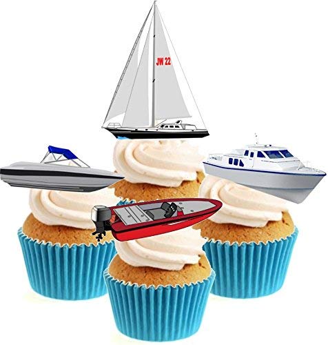 Boat / Yacht Collection Stand Up Cake Toppers (12 pack)  Pack contains 12 images - 3 of each image - printed onto premium wafer card