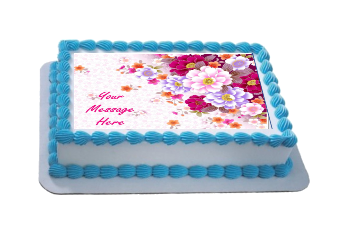 Personalised Bright Floral A4 Icing Sheet Topper