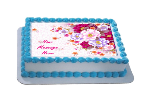 Personalised Bright Floral A4 Icing Sheet Topper