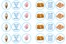 Load image into Gallery viewer, Choice of Wafer Paper or Icing discs  Pack contains 24 edible pre cut discs - 4 of each image  Ready to be added to your cakes, bakes or shakes