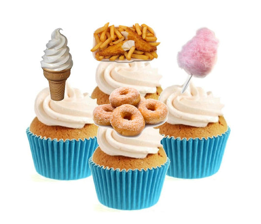 British Summertime Feast Collection Stand Up Cake Toppers (12 pack)  Pack contains 12 images - 3 of each image - printed onto premium wafer card