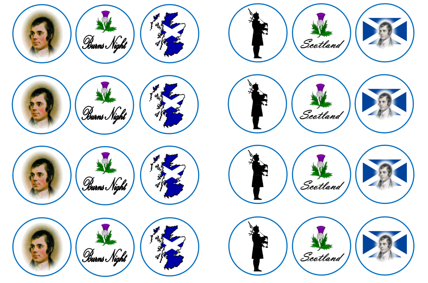 Choice of Wafer Paper or Icing discs  Pack contains 24 edible pre cut discs - 4 of each image  Ready to be added to your cakes, bakes or shakes