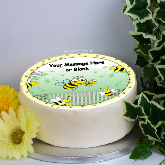 Personalised Busy Bees Scene 8" Cake Topper