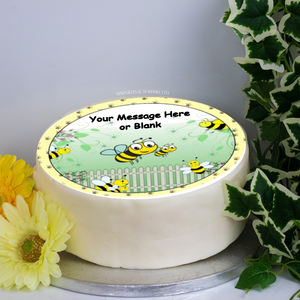 Personalised Busy Bees Scene 8" Icing Sheet Cake Topper